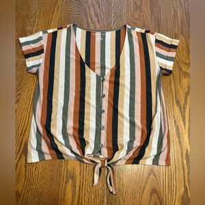 American Eagle Outfitters Multicolor Striped Button-Down Shirt